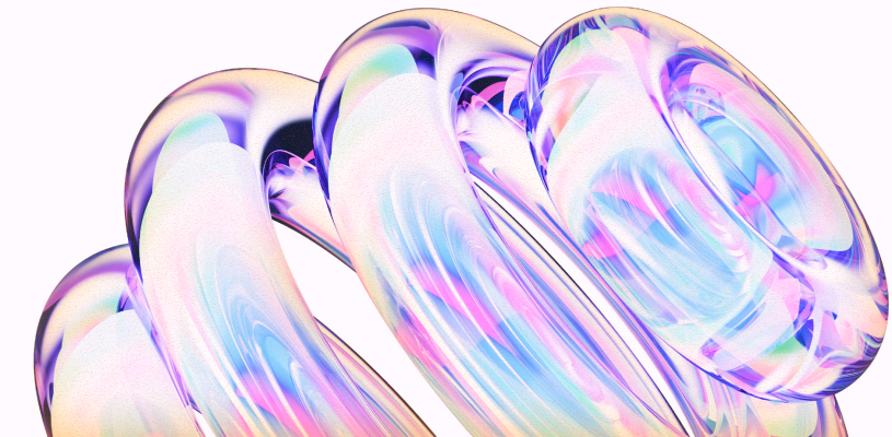 Iridescent interlocking rings representing dBot skills